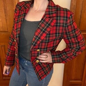 Embassy Row 12P Blazer Red Plaid Wool Button Taylor Swift Autumn Fall Jacket